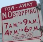 Street parking sign: tow away