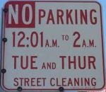 Street parking sign: street cleaning