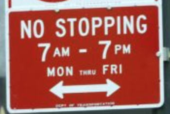 NYC street parking: No Stopping with Hours sign