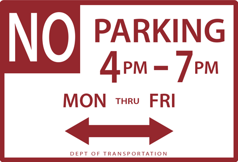 NYC street parking: No Parking with Hours sign