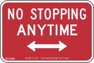 NYC street parking: No Stopping Anytime sign