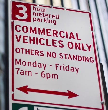 NYC street parking: Commercial Vehcles sign