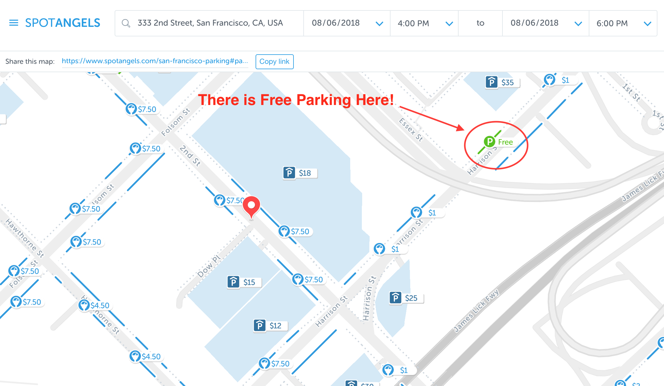 Map of Free Parking in San Francisco