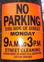 chicago street cleaning sign