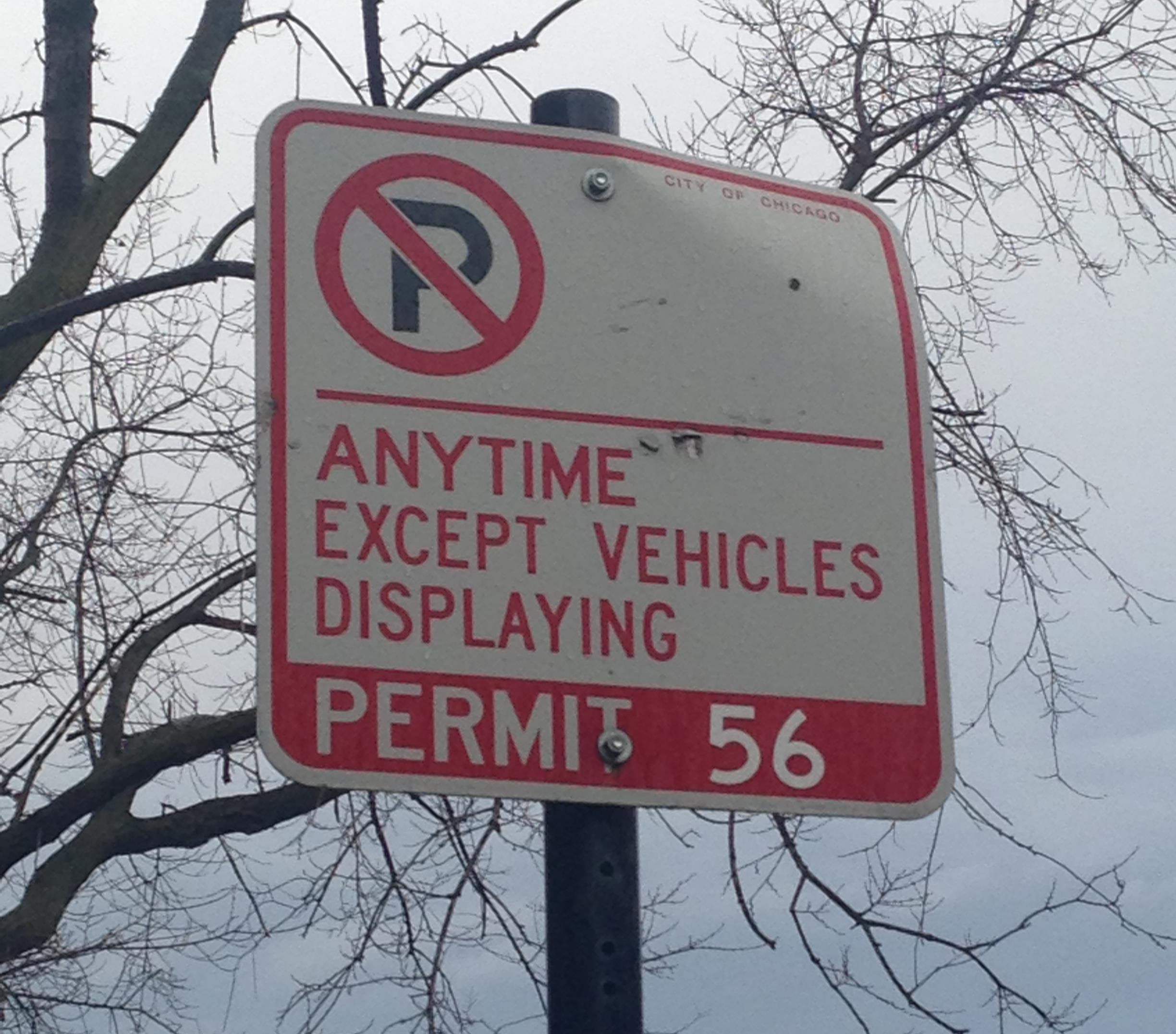 chicago residential parking permit sign