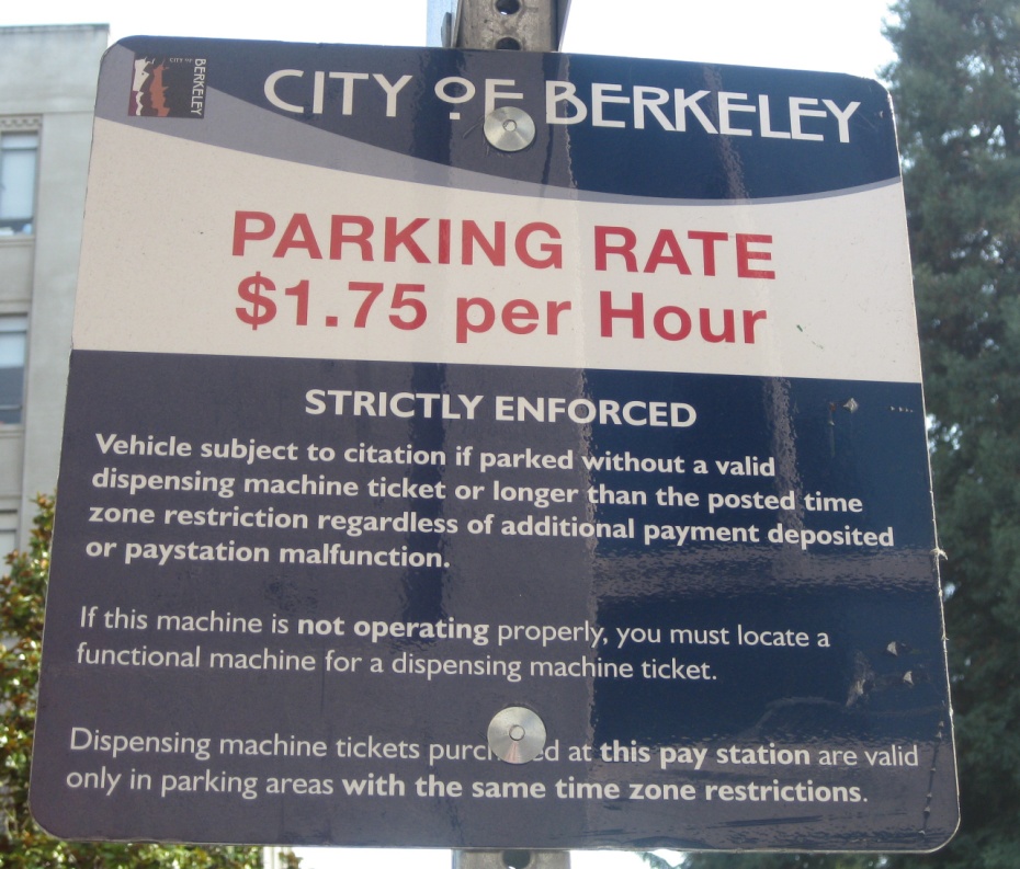 Berkeley street parking meter sign