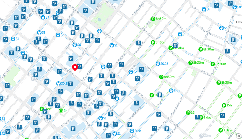 downtown los angeles parking map spot angels