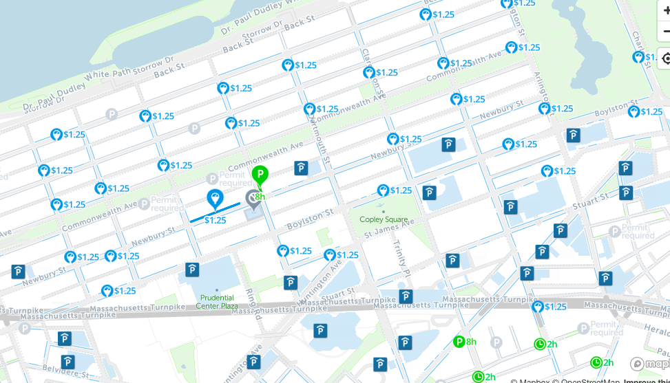 back bay boston parking map