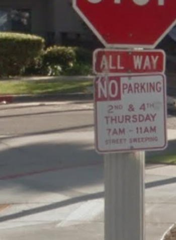 street sweeping sign san diego