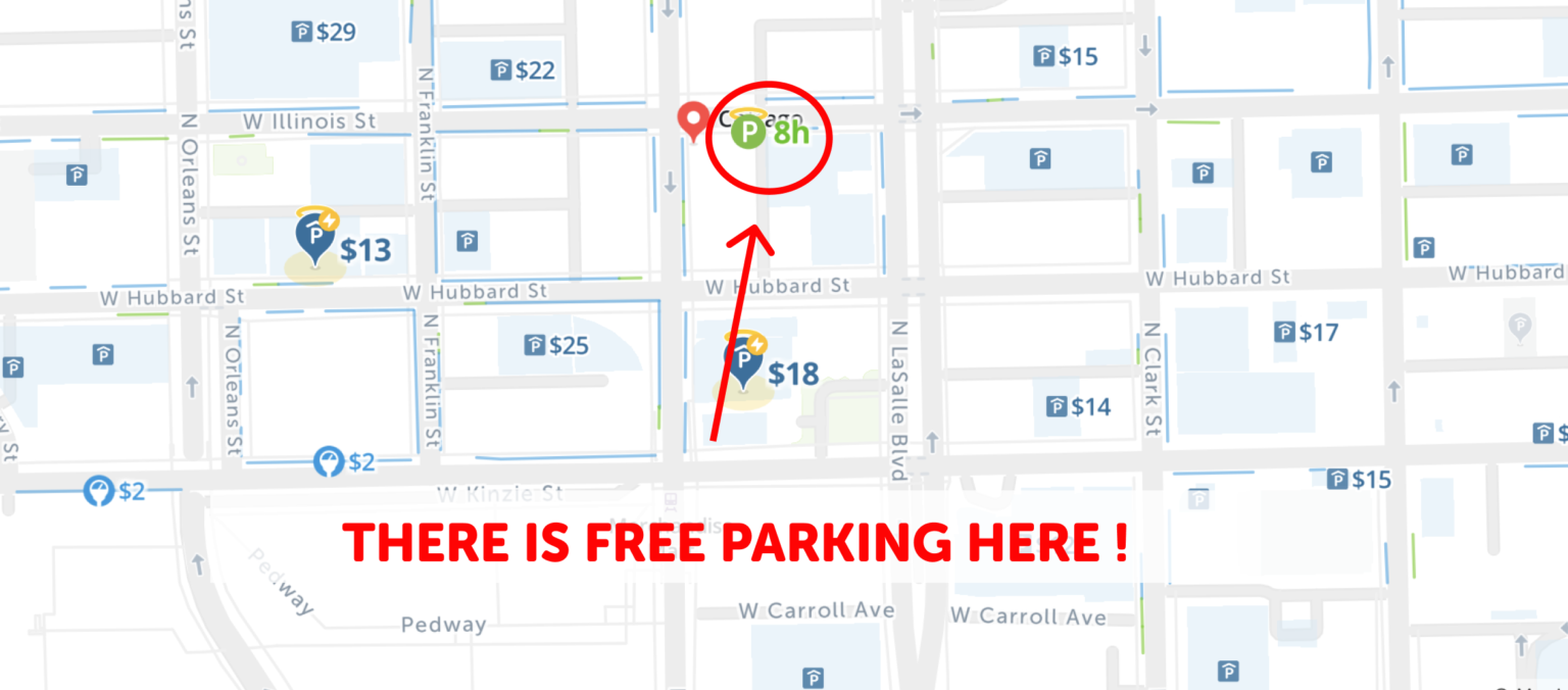 2023 Map of Free Parking in Chicago SpotAngels