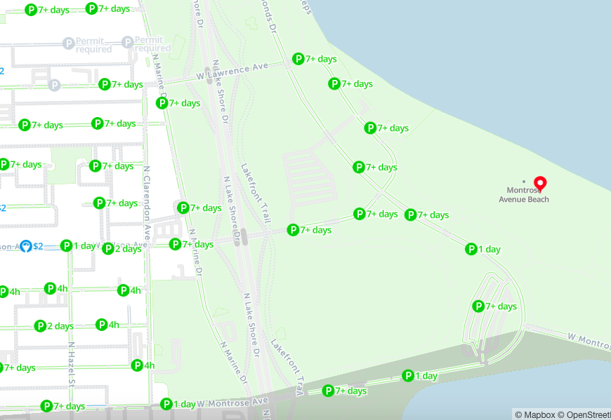 Chicago montrose beach parking map