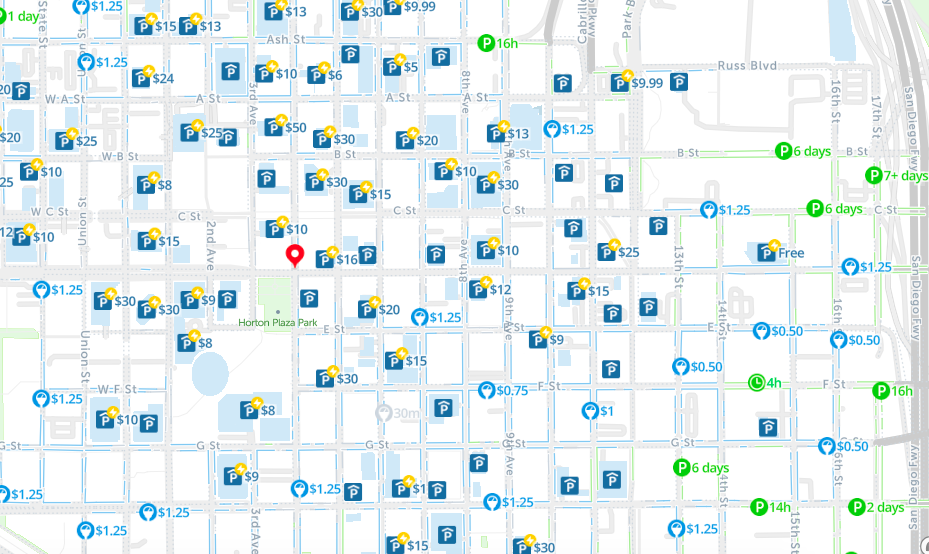 san diego free parking map spot angels