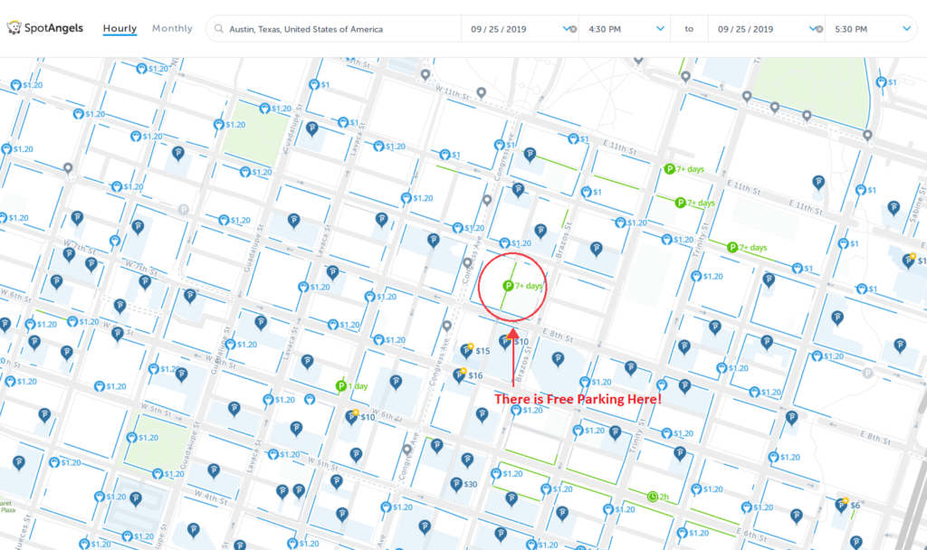 austin texas free parking map