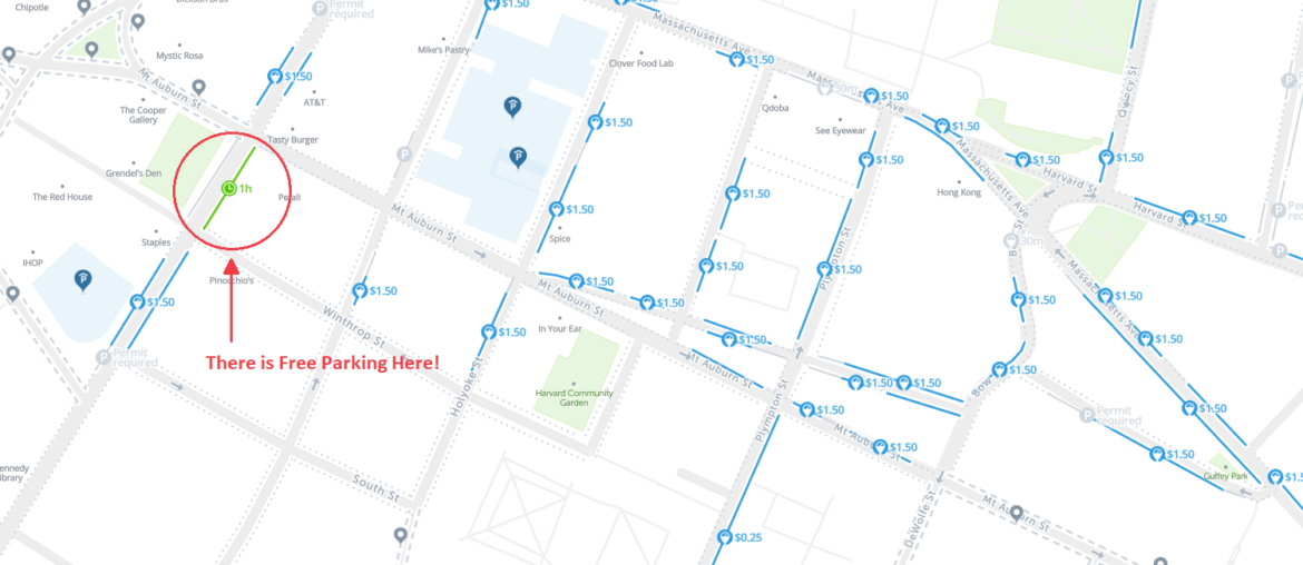 free parking map of cambridge ma
