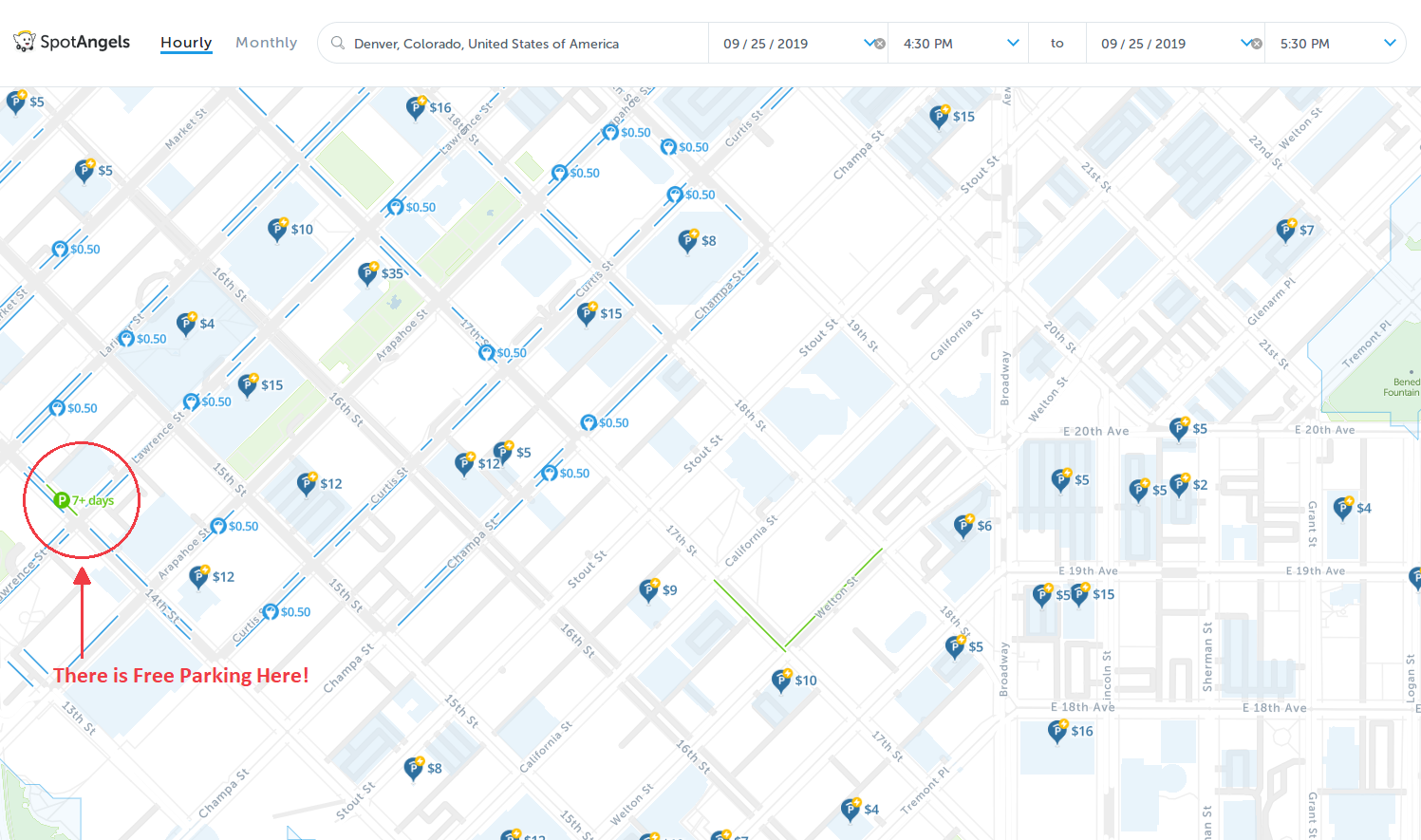 21 Map Of Free Parking In Denver Co Spotangels