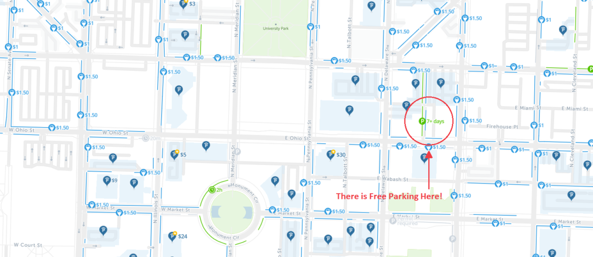 indianapolis free parking map