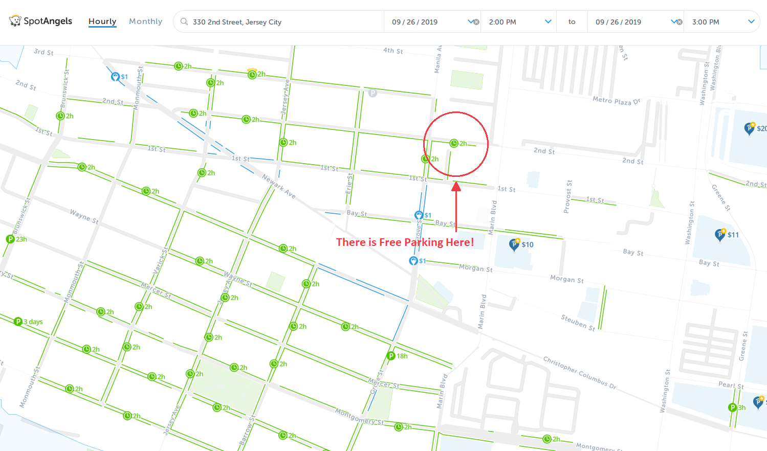 2021 Map Of Free Parking In Jersey City Nj Spotangels [ 882 x 1499 Pixel ]