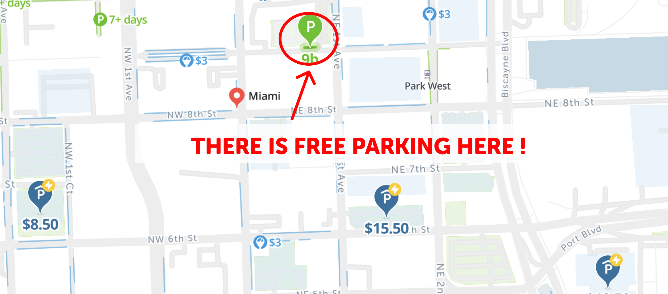 2023 Map of Free Parking in Miami, FL - SpotAngels