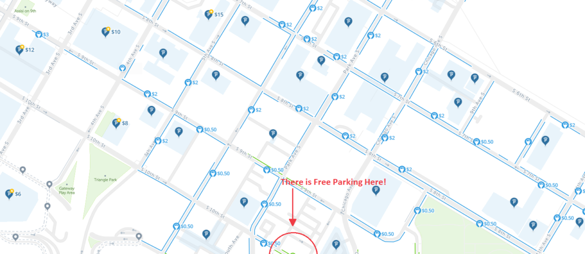 minneapolis free parking map