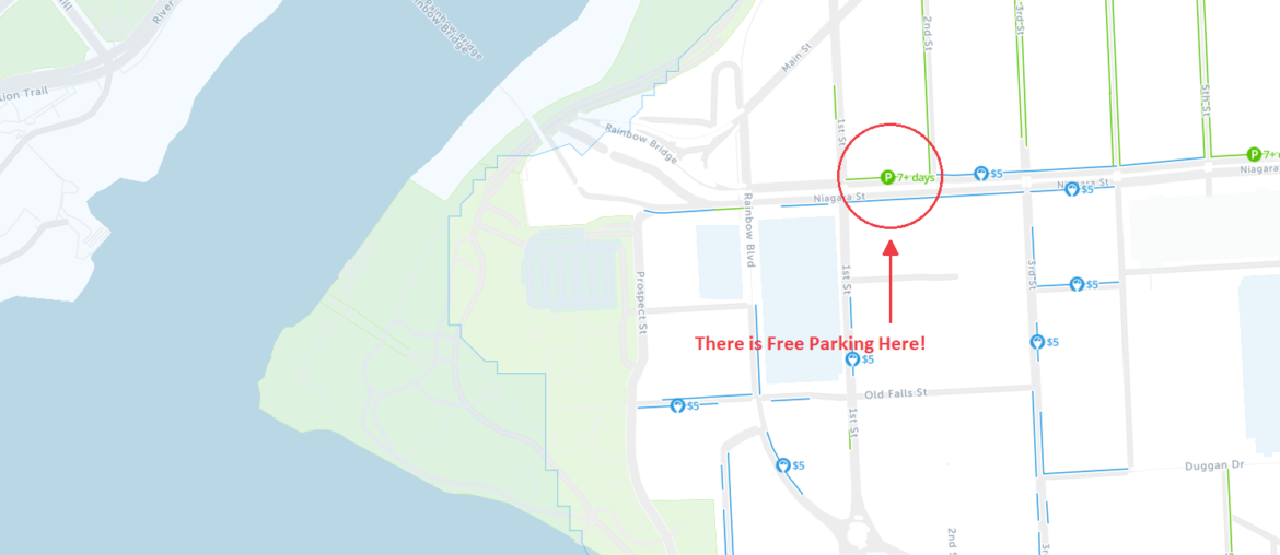 free parking map of niagara falls