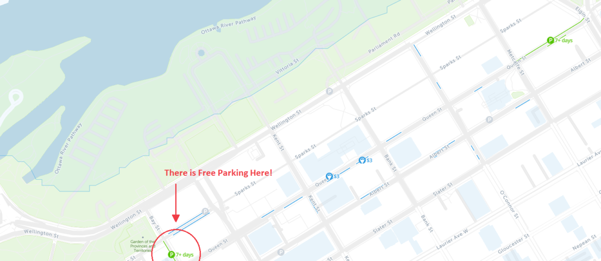 free parking map of ottawa ontario canada