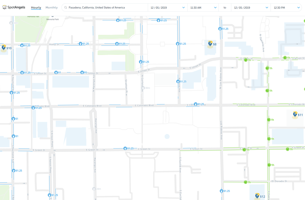 free parking in pasadena parking map