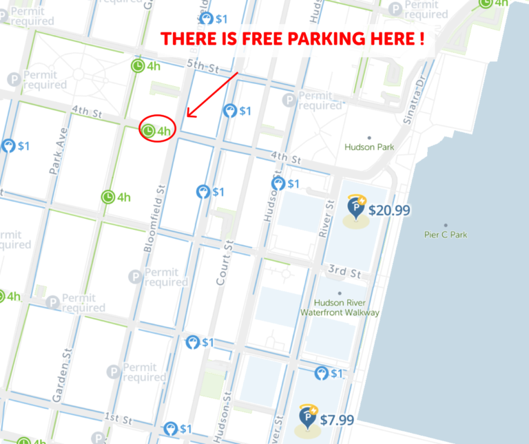 2025 Map of Free Parking in Hoboken - SpotAngels