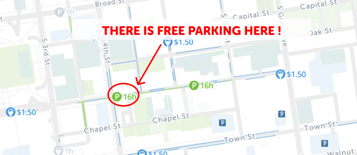 Columbus free parking map