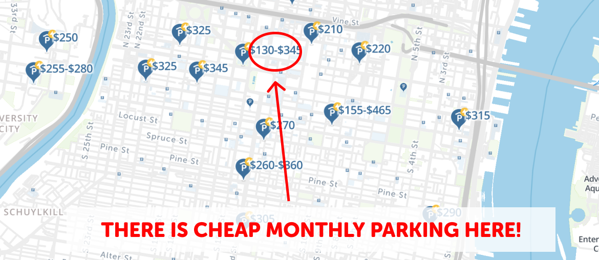 Monthly Parking Philadelphia Map
