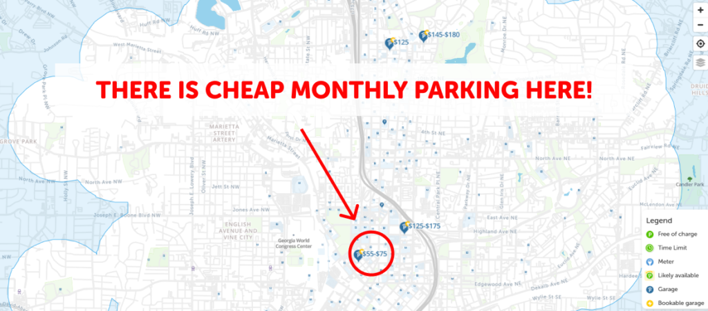 Atlanta Monthly Parking Map