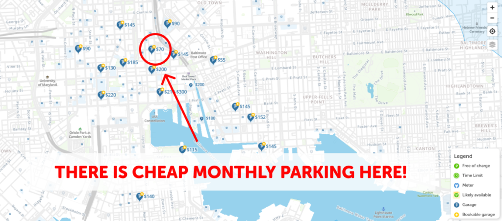 Baltimore Monthly Parking Map