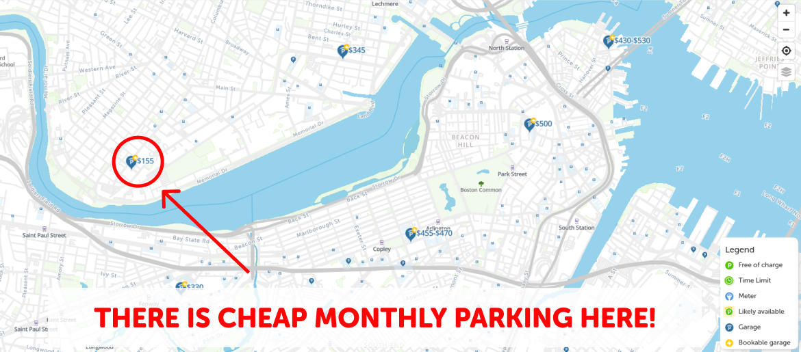 Top 50 Cheapest Monthly Parking near Boston, Massachusetts