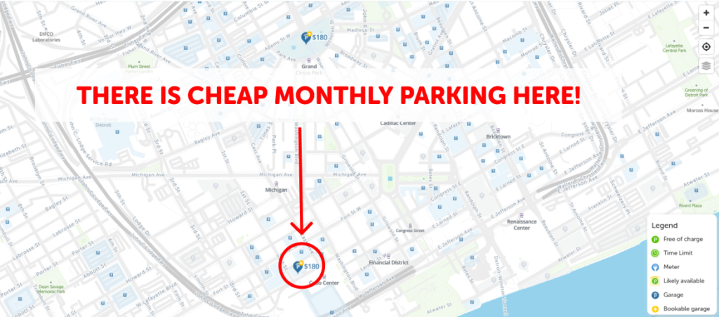Detroit Monthly Parking Map