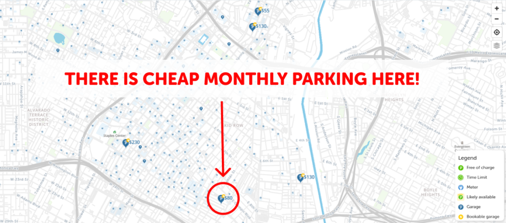 Los Angeles Monthly Parking Map