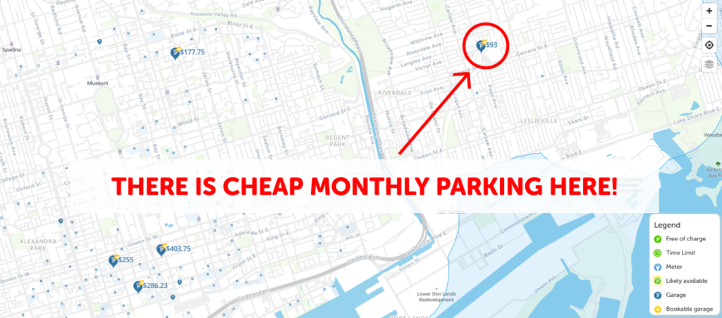 Toronto Monthly Parking Map