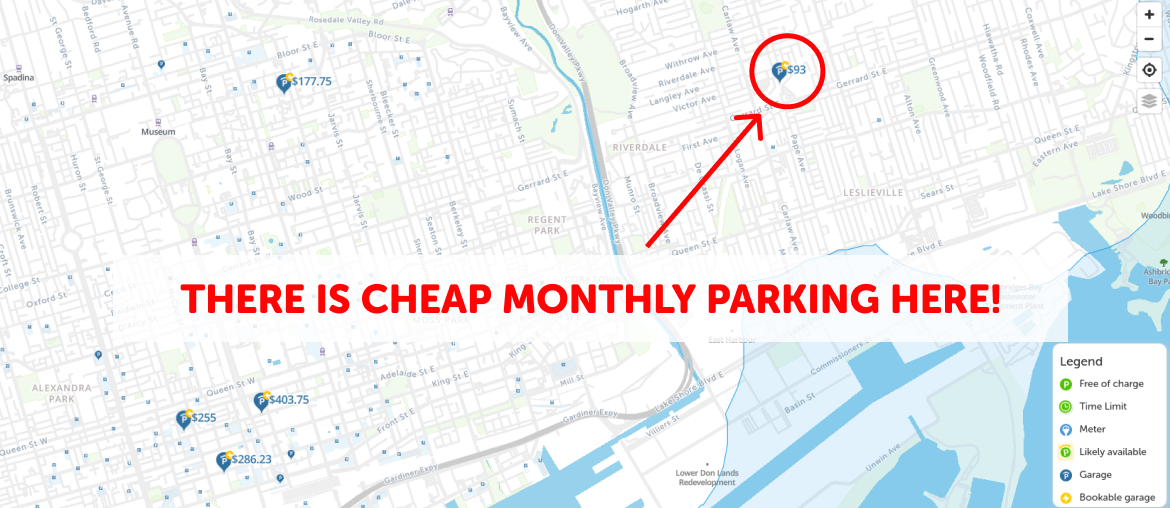 Toronto Monthly Parking Map