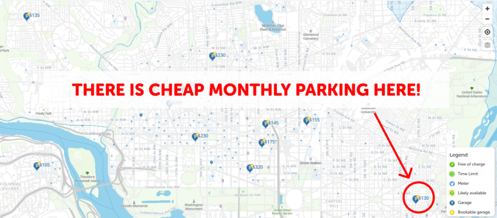 Washington DC Monthly Parking Map