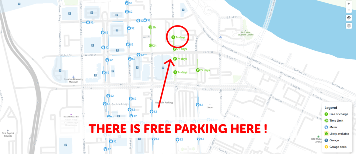 Chattanooga parking map