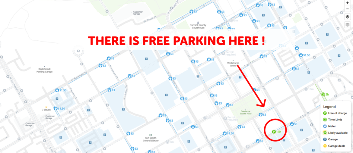 Fort Worth parking map