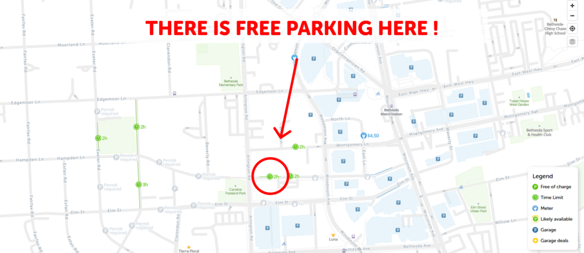 Bethesda parking map