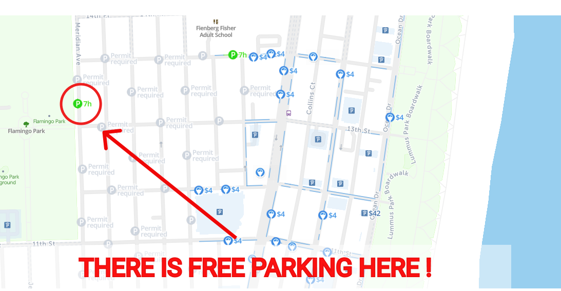 2023 Map of Free Parking in Miami Beach - SpotAngels