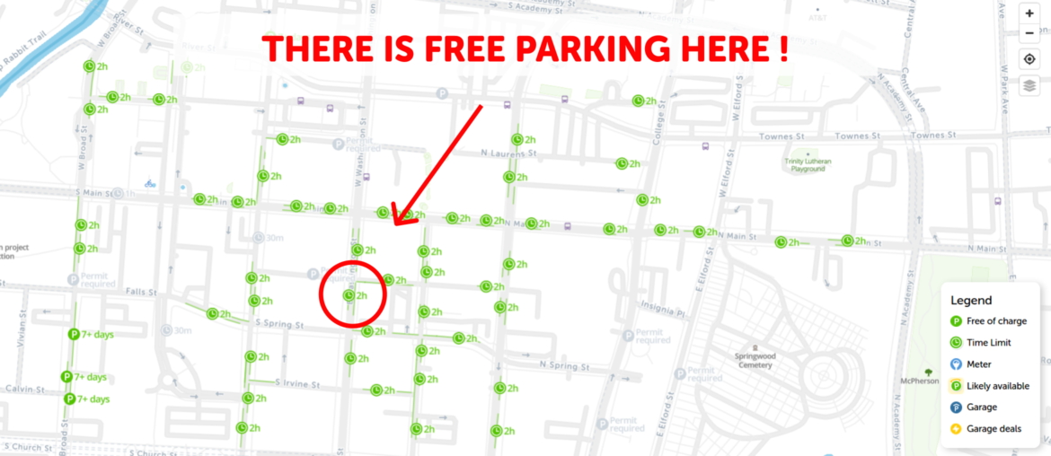 Greenville parking map