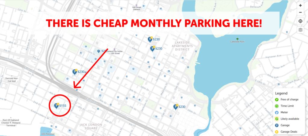 Oackland Monthly Parking Map