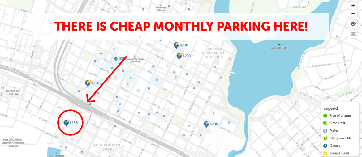 Oakland Monthly Parking Map