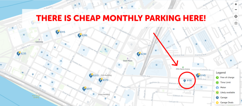 Pittsburgh Monthly Parking Map