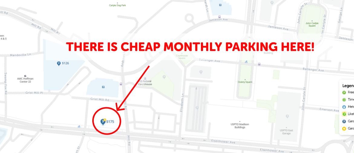 Alexandria VA Monthly Parking Map
