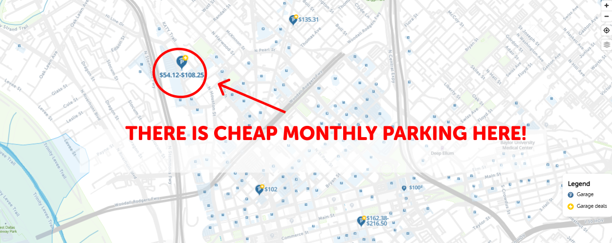 Top 50 Cheapest Monthly Parking near Dallas, Texas