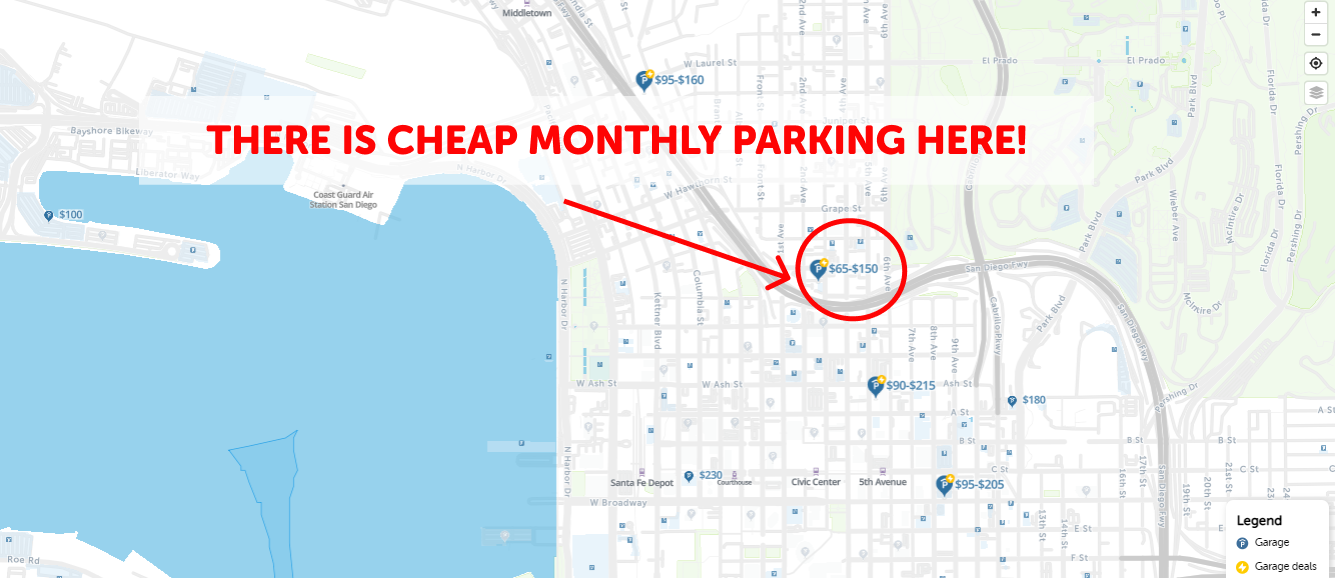 San Diego Monthly Parking Map- SpotAngels