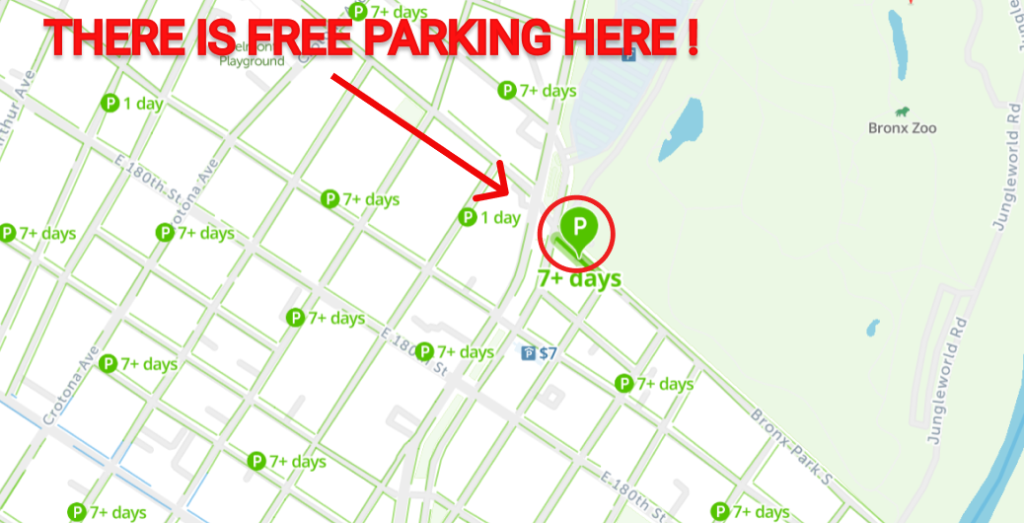 The Bronx Zoo Free Parking Map
