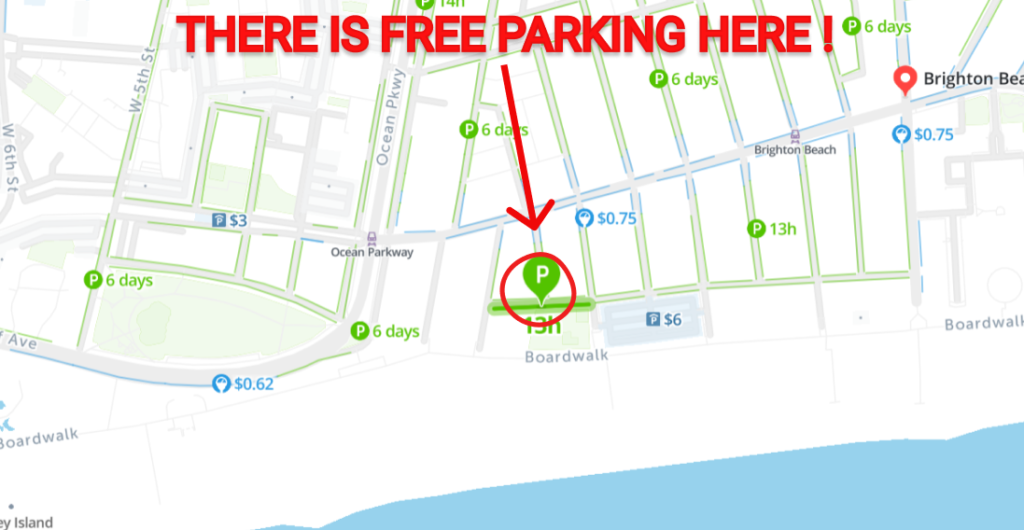 Brighton Beach Free Parking Map